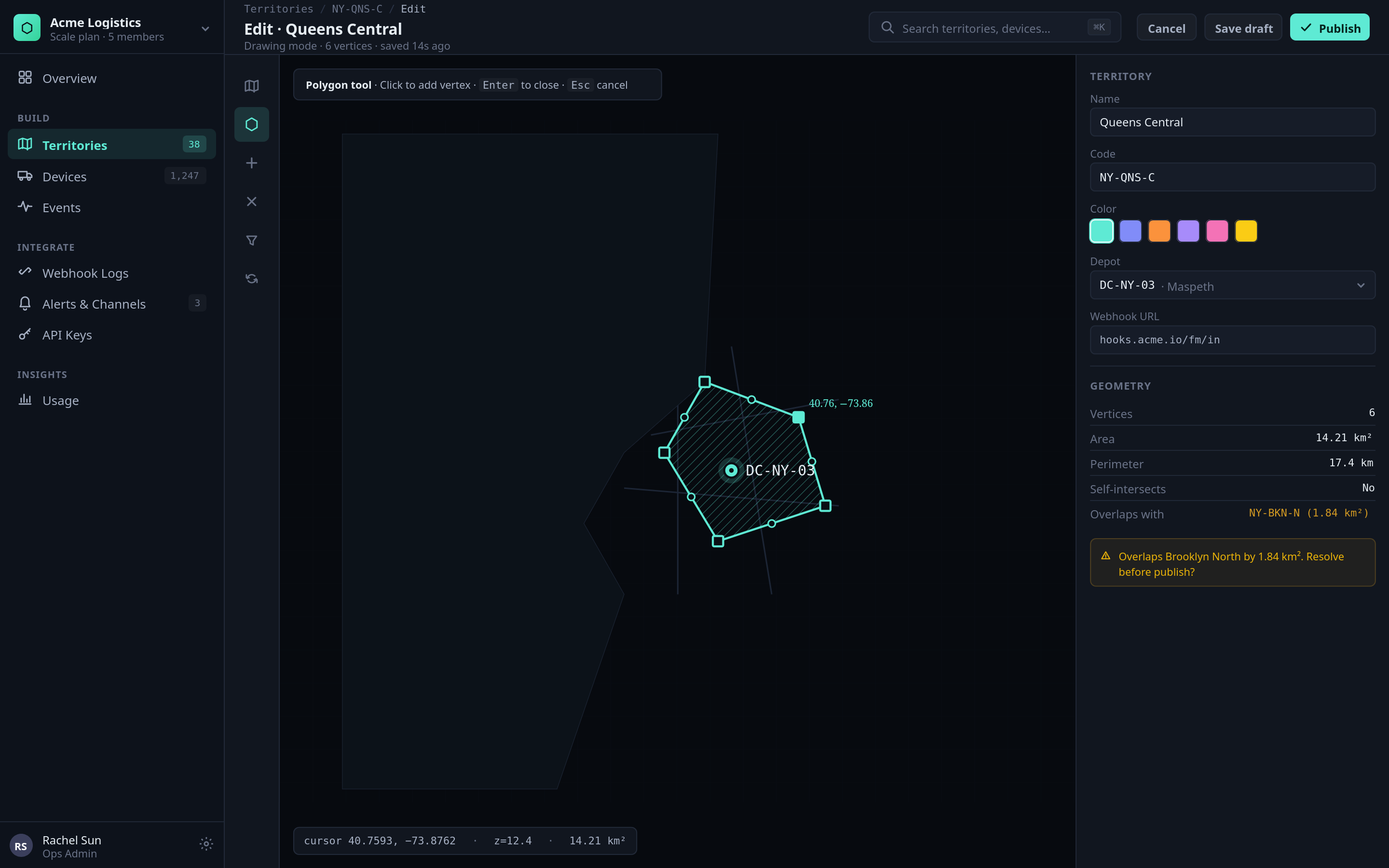 Territory polygon editor